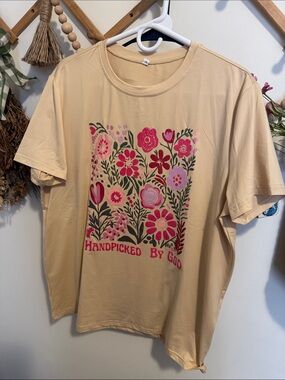 Beige Floral 'Handpicked By God' Graphic Tee